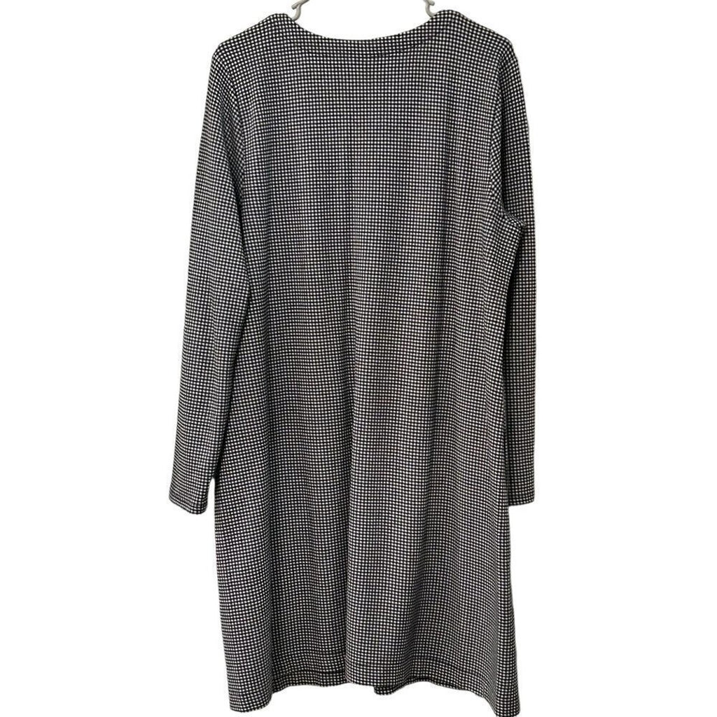 J. Jill Women's Dress Sz. L Black White Houndstooth V-Neck  Lg. Sleeve #BH