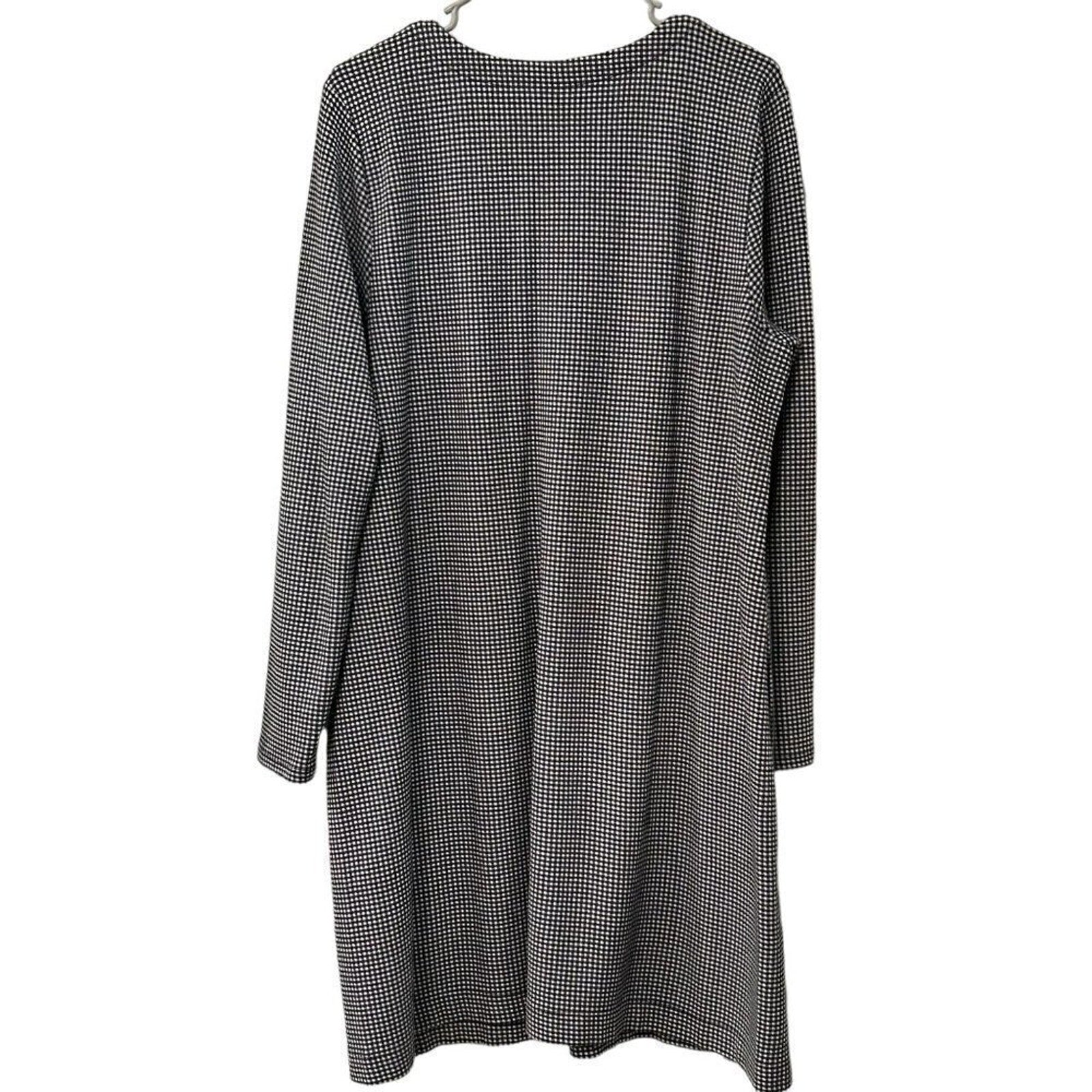 J. Jill Women's Dress Sz. L Black White Houndstooth V-Neck  Lg. Sleeve #BH