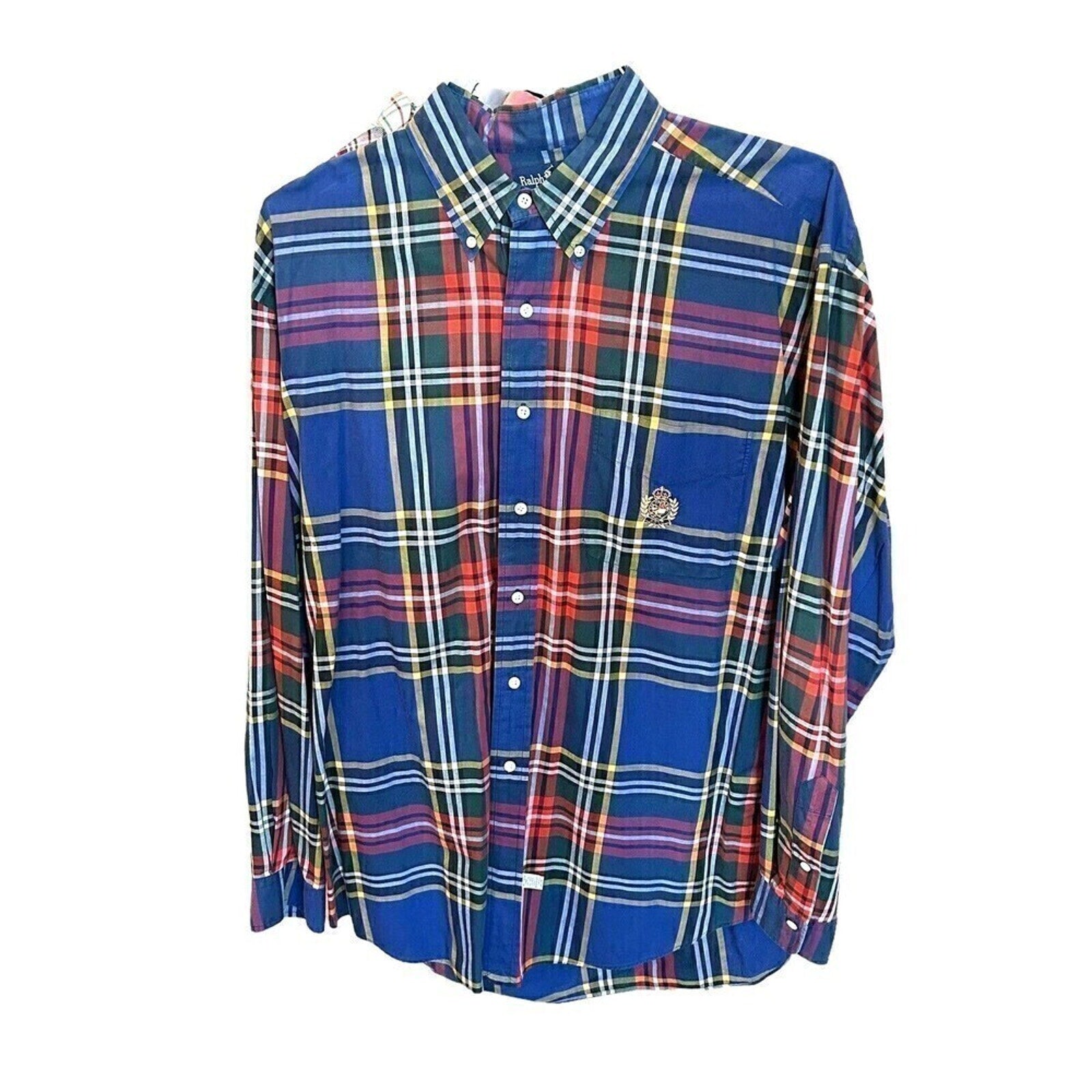 Vintage Ralph Lauren Blue Label Tartan Plaid Shirt Sz. (XL) Long Sleeve #C1199