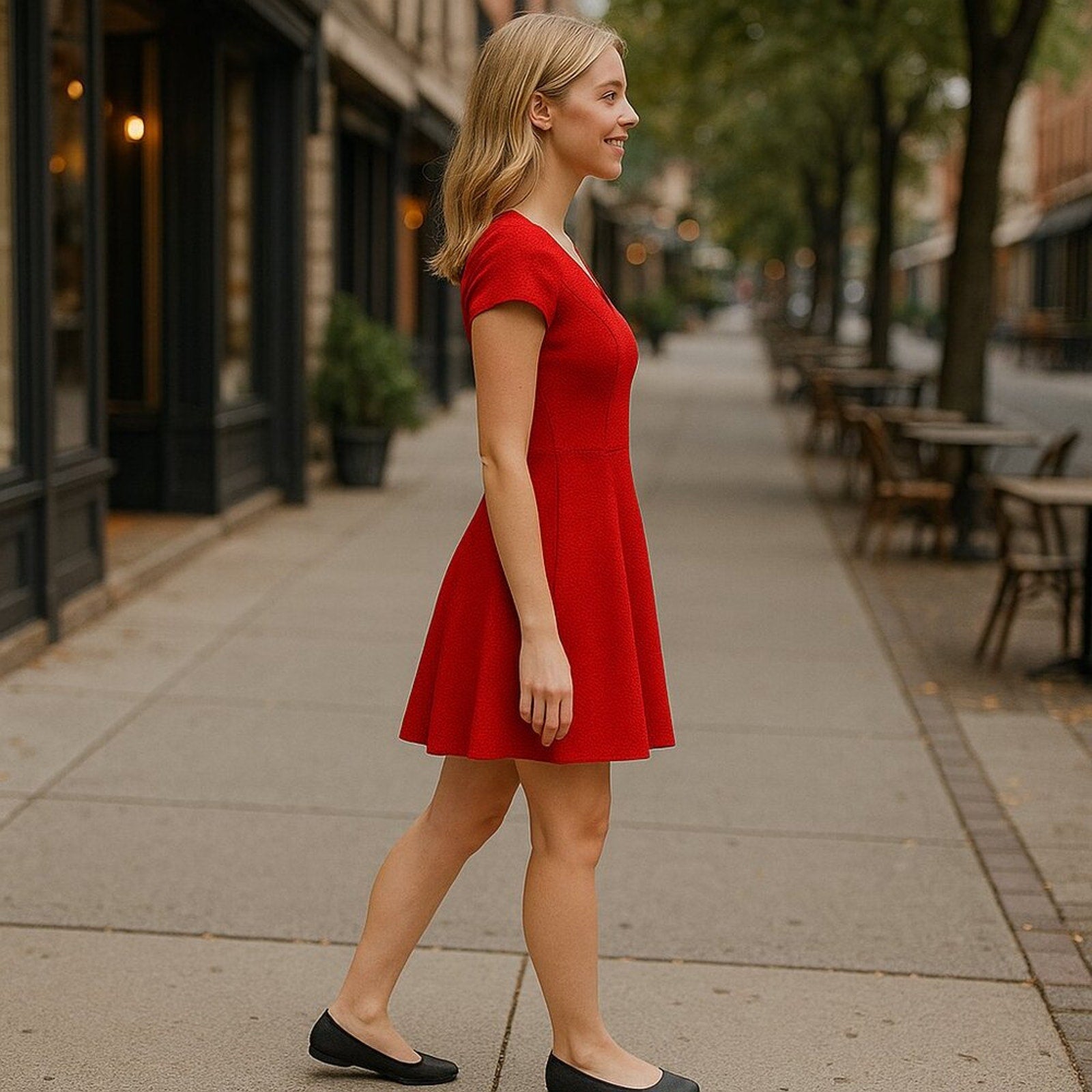 Julia Jordan red lined dress V‑neck cap sleeve size 8e