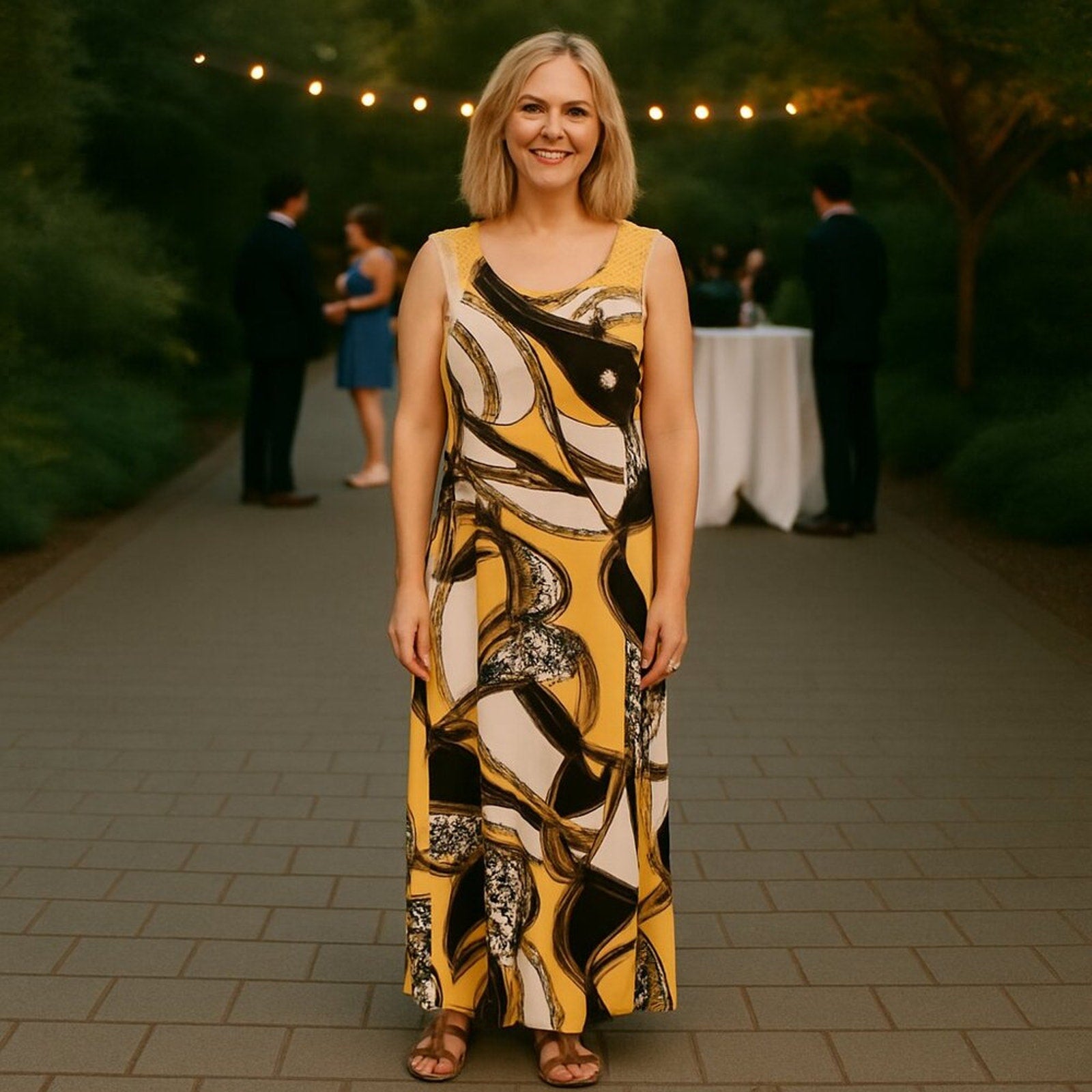 Paris Paris Paisley Maxi Dress Yellow Black Size XL | Boho Casual Comfort