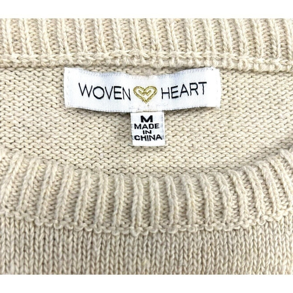 Woven Heart Women's Sweater, Embroidered Floral, Sz. M, Ruffle Sleeve, #1126