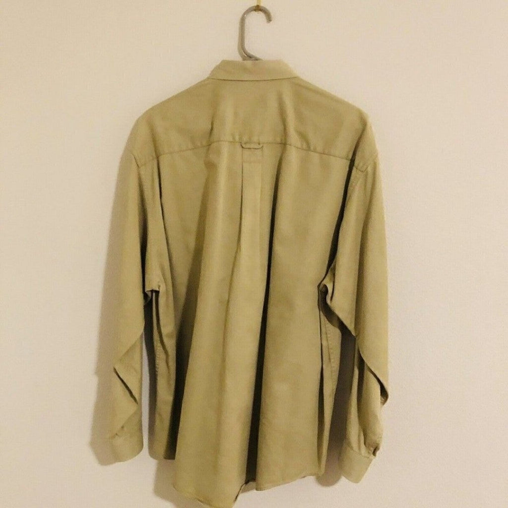 Eddie Bauer 100% cotton khaki tan Oxford button‑down shirt size M
