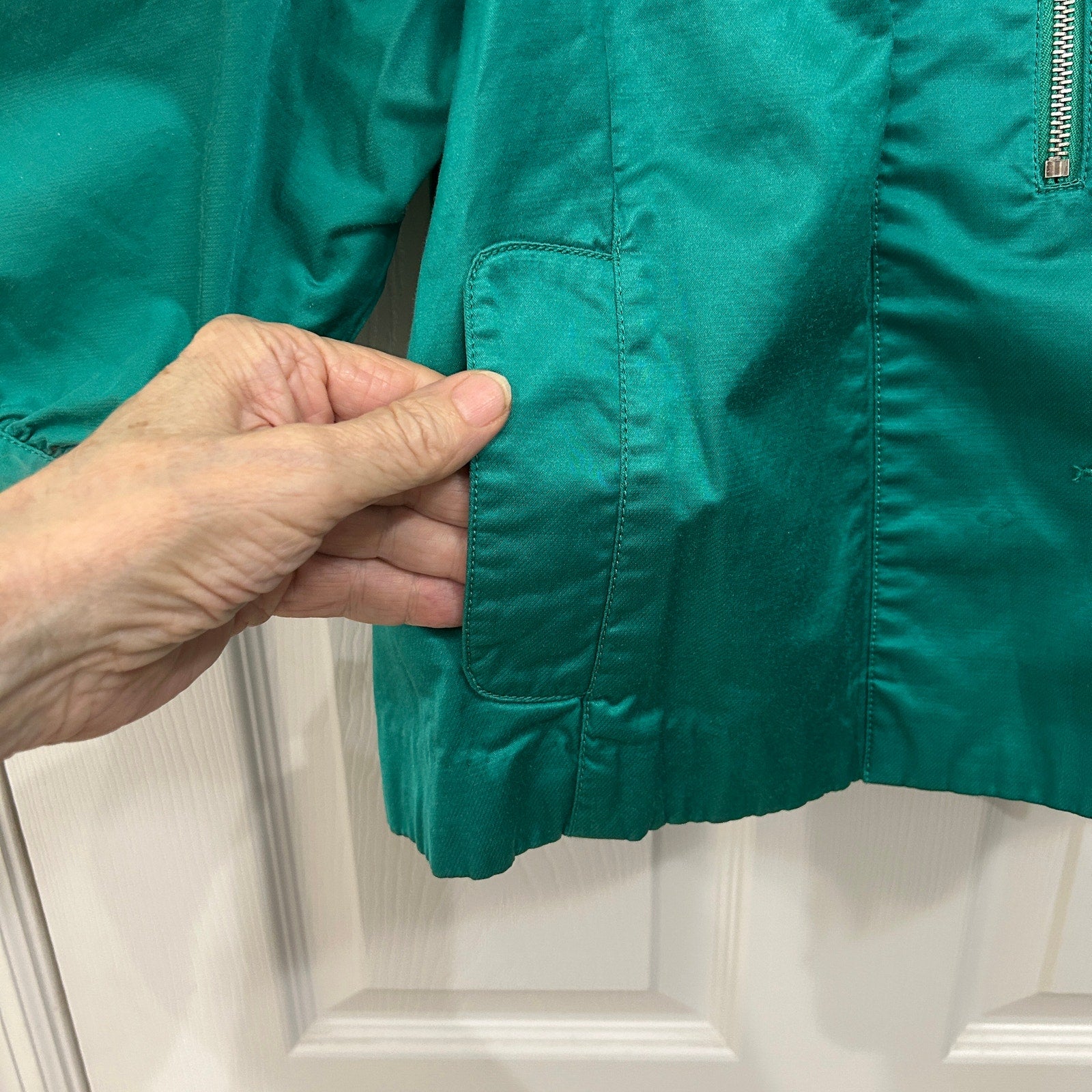 ELLE Womens Irish Green Crop Lite Weight, Jacket, Size XL 3/4, Sleeve