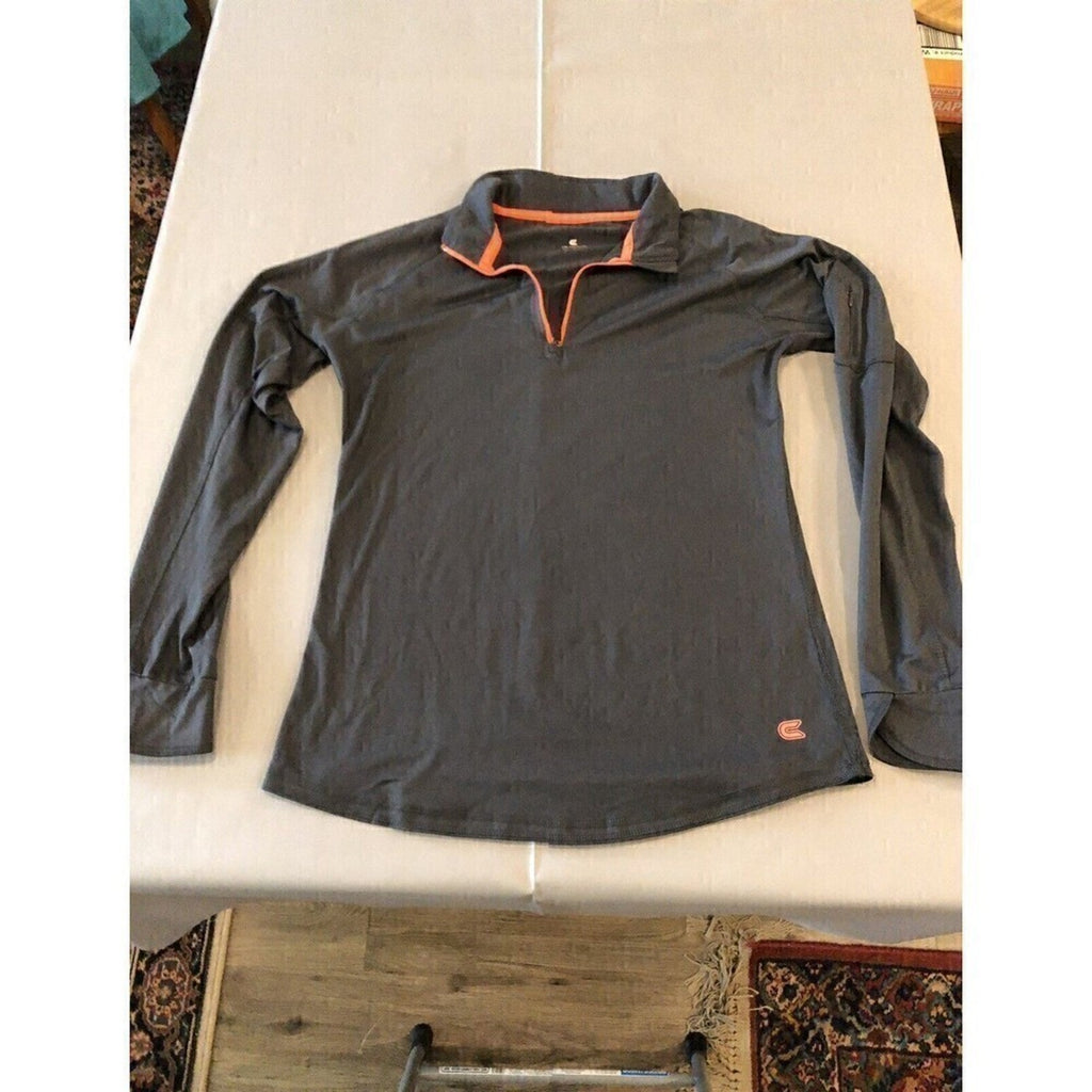 Colosseum Women's Grey  1/4 Zip, Long Sleeve Warmup Jacket,
