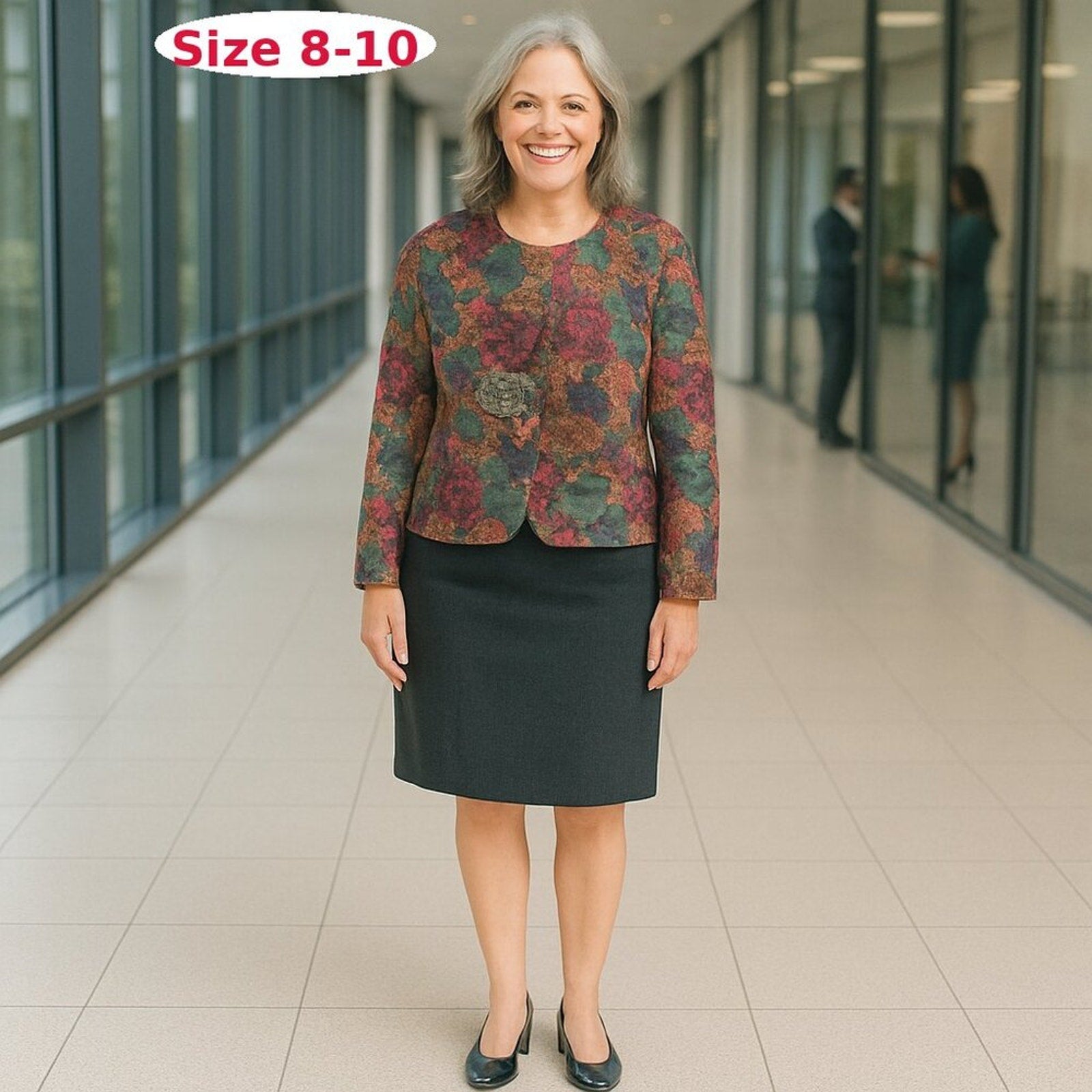 Vintage W.L.B.W. Wine Tapestry Crop Women's Blazer/Jacket Made In US Size M 8-10