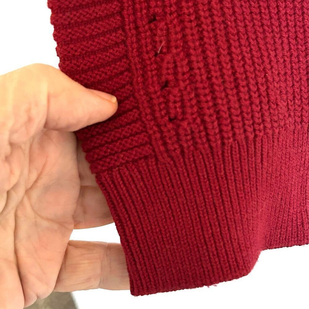 J.Jill Garnet Red Ribbed Knit Stretch Full Zip Sweater Jacket Sz. M,