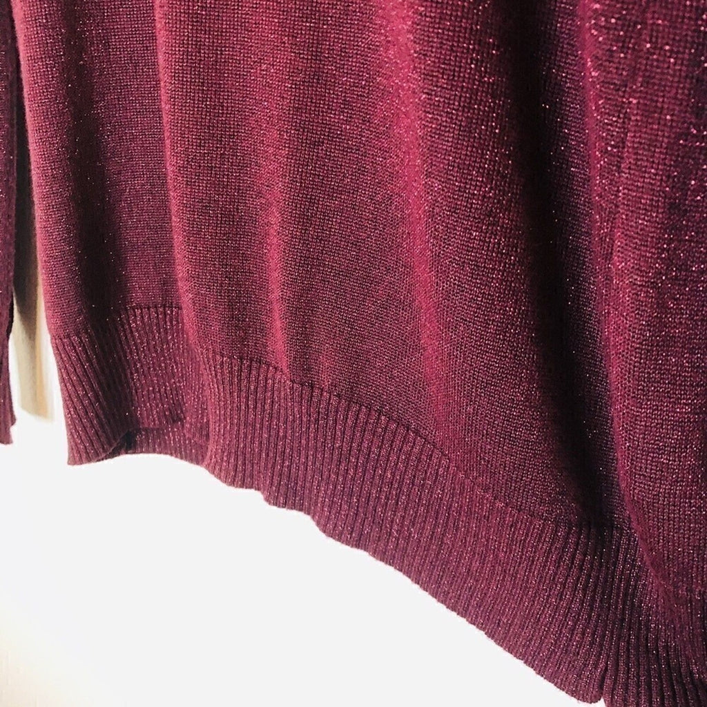 Joseph A. Women's Burgundy / Sparkle Silk Top, Turtle Neck, Size (M) #HB