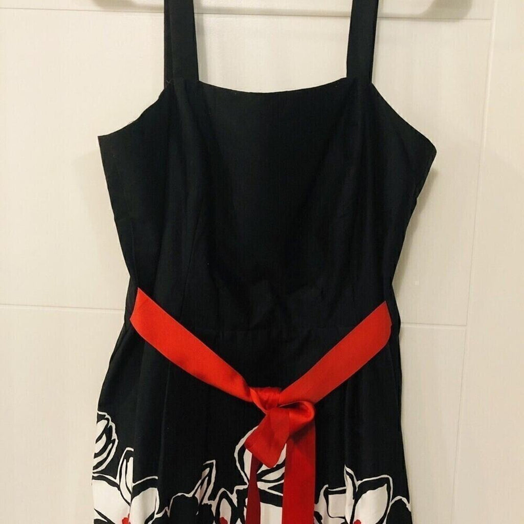 R&K Red & Black Floral Dress Size 9 – Casual Flare Style