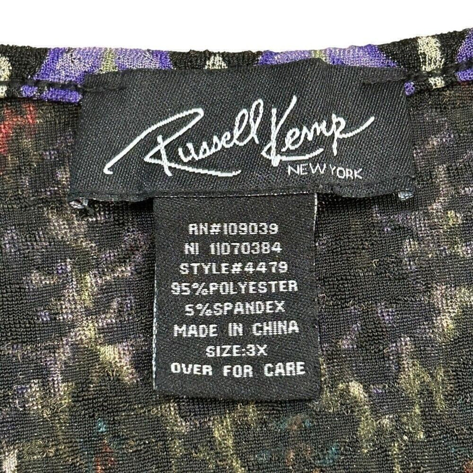 Russell Kemp Blouse Women's SZ.(3X) Multicolor Surplice V-Neck Long Sleeve #1162