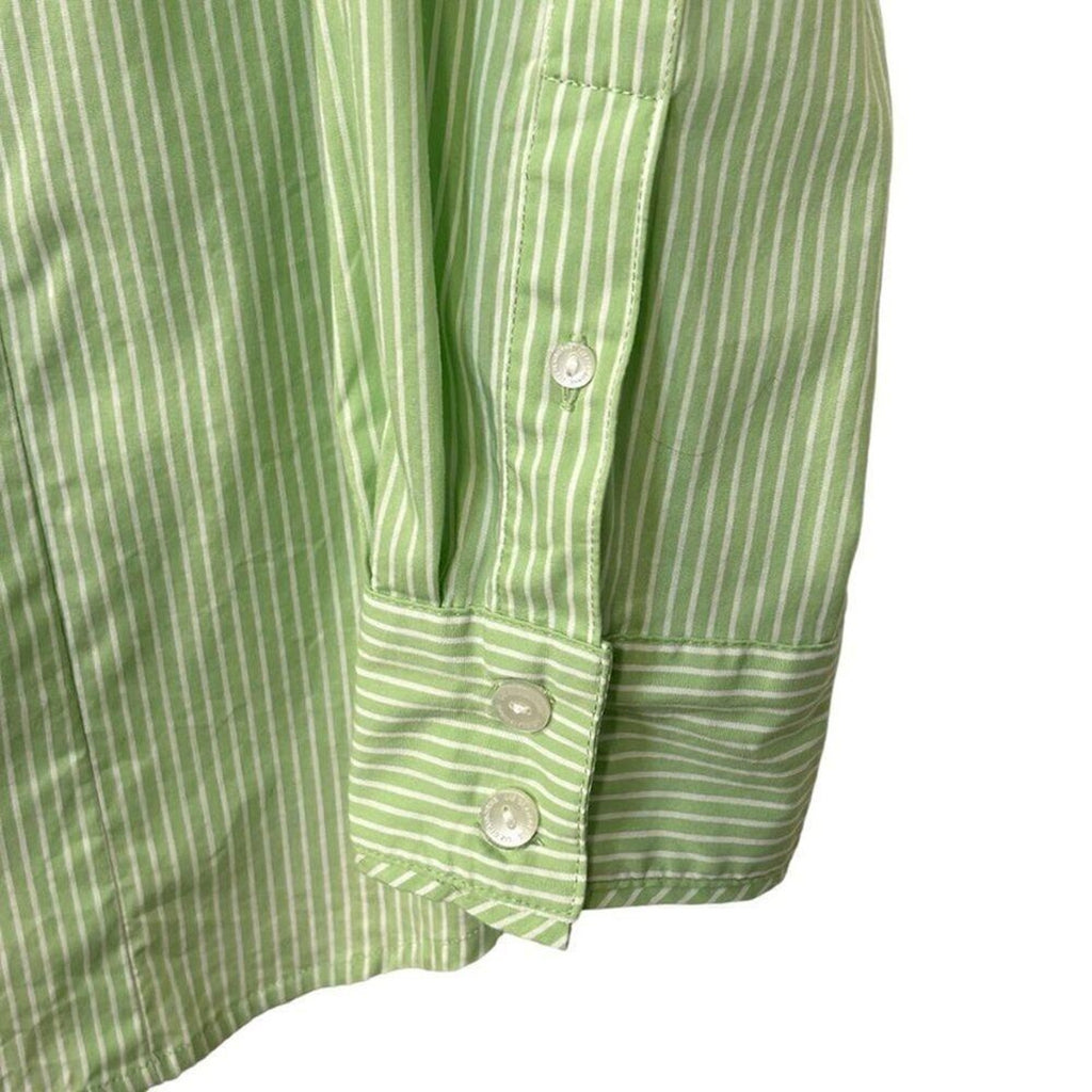 Liz Claiborne Womens Cotton Blend Shirt Blouse Size 1X Green Button Up #BH
