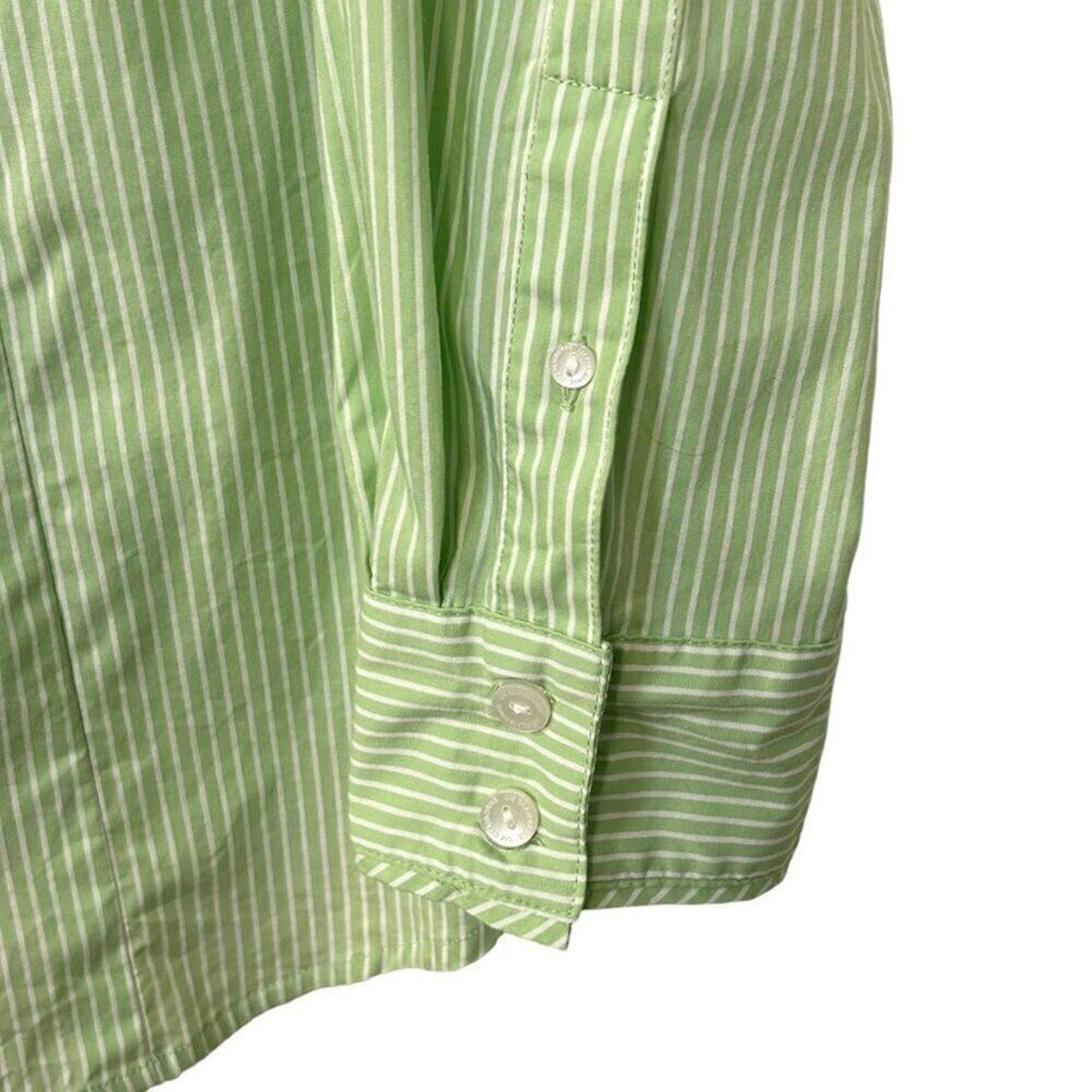 Liz Claiborne Womens Cotton Blend Shirt Blouse Size 1X Green Button Up #BH