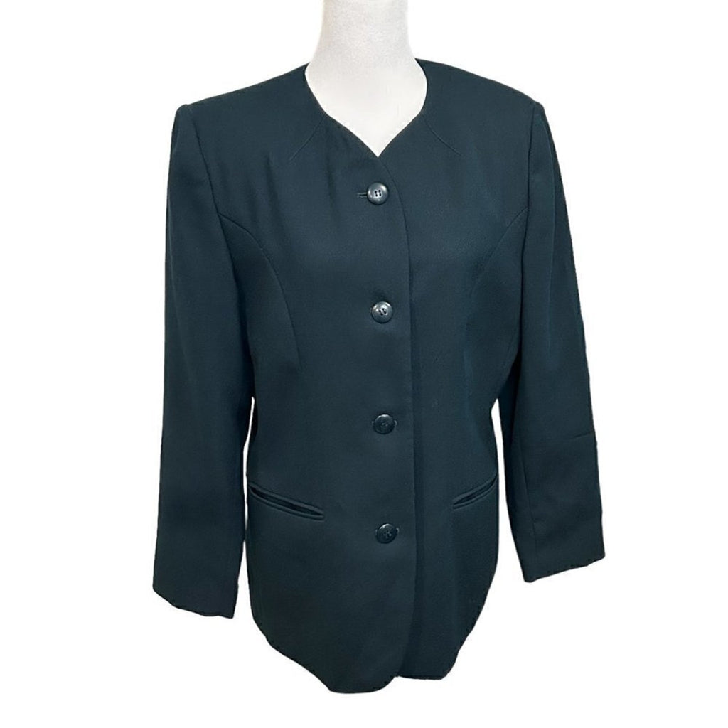 EN AVANCE Womens Jacket / Blazer Size 12 Forest Green 100% Wool Made in US #HB