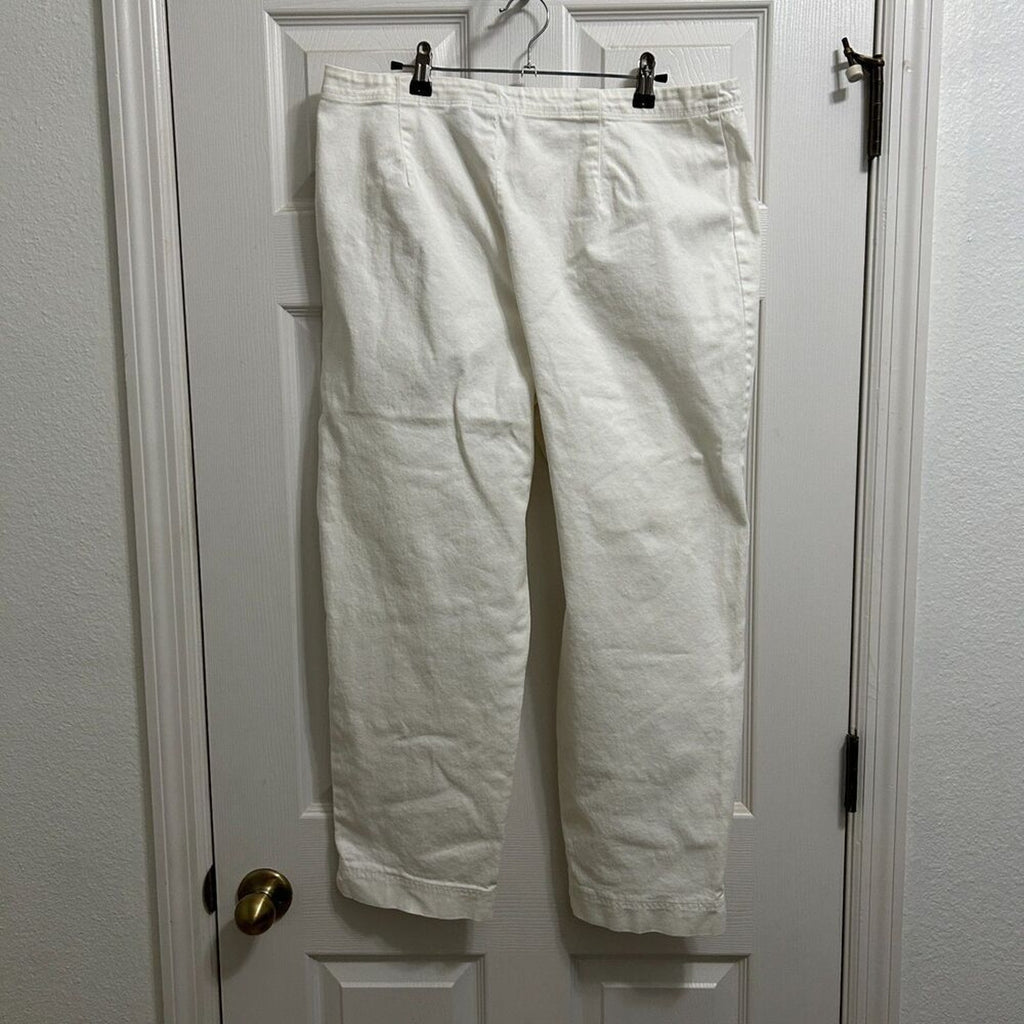 Chicos White Capri Denim Jeans Platinum Clare Cropo Women's Size 3 (Chicos 3) 16