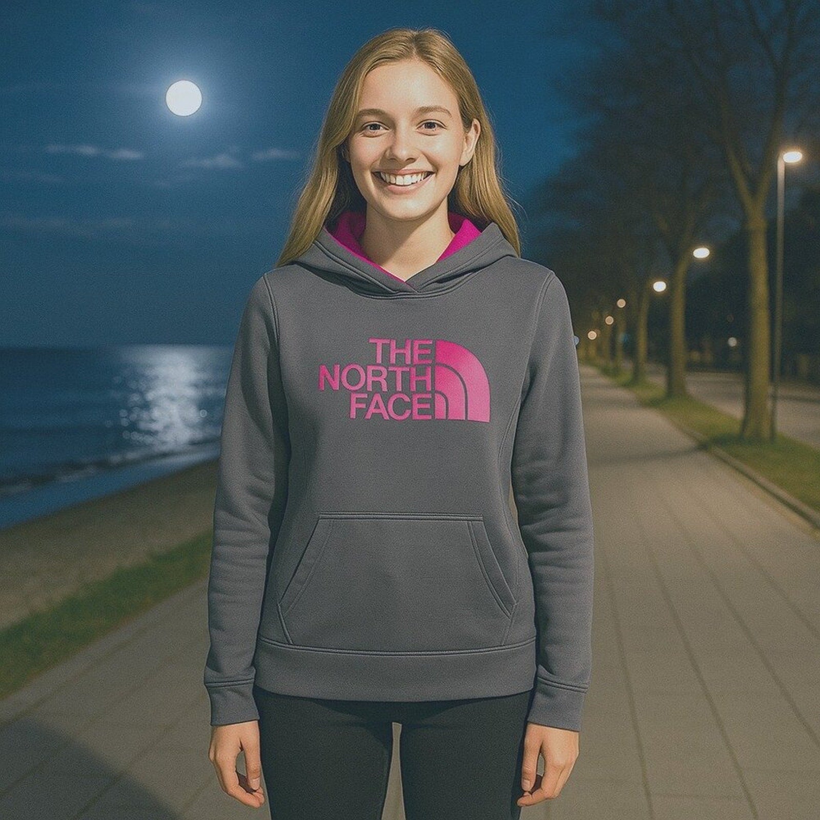 The North Face Women's Hoodie Size S/P Dark Gray / Pink Lining