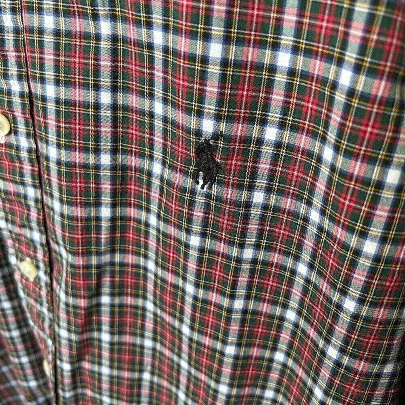Ralph Lauren Vintage 90s Mens Long Sleeve Plaid Shirt, Size 16, #1150