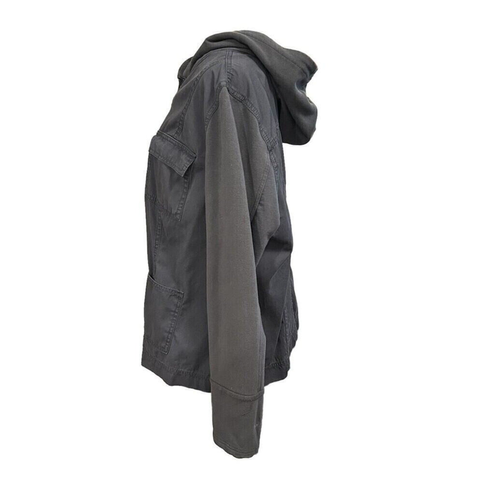 Ruff Hewn Women's Jacket Size XL Gray Hooded Full Zipper #SH