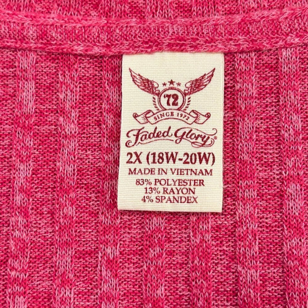 Faded Glory Women's Knit Sweater Size 2X (18W - 20W) Pink 11" Sleeves #M1395