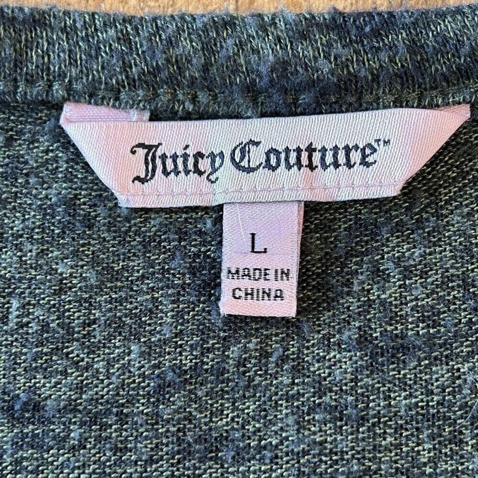 Juicy Couture Short Sleeve Top Size ( L ), Green With Peek-a-boo Opening #A1157