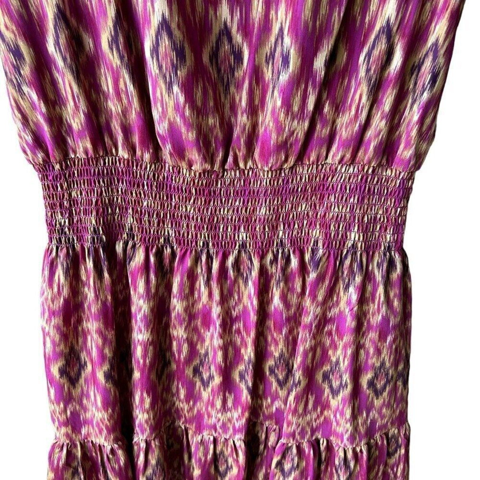 Lauren Ralph Lauren geometric midi sleeveless dress fully lined purple #H007