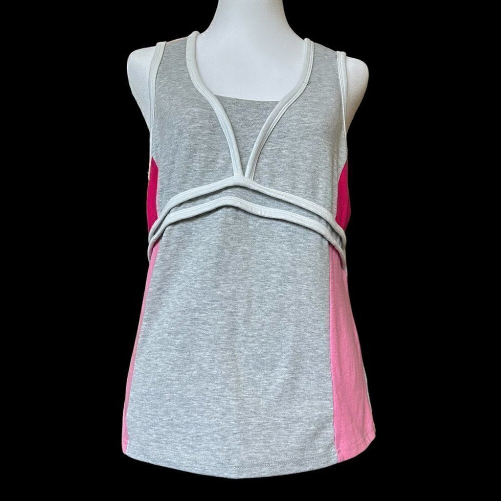G W Sport Women's Tank Top Size L, Cotton, Polyester Spandex, Gray, Pink, #A1193