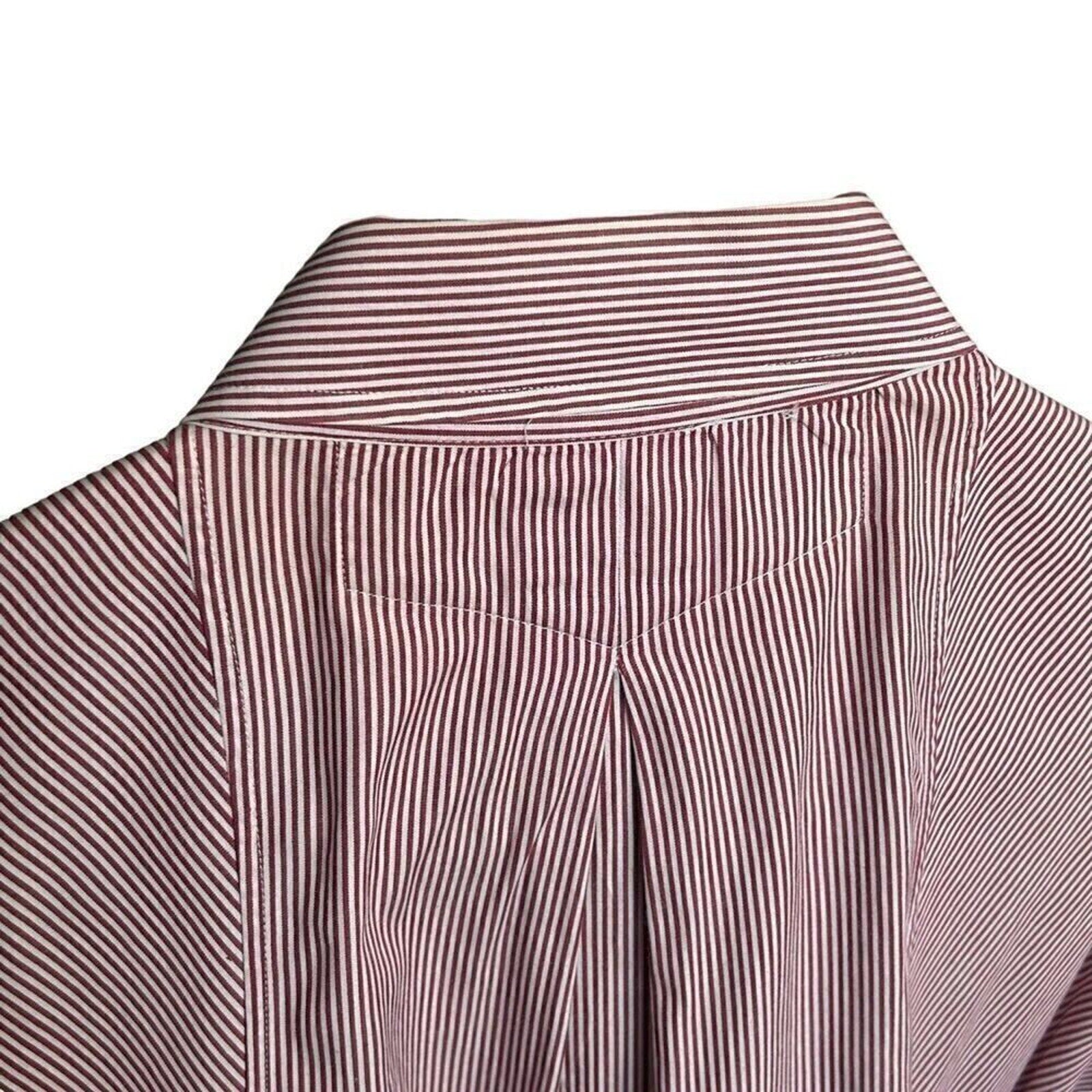 MXI Men’s Red/White Pinstripe Dress Shirt 16.5/34 100% Cotton # J1338