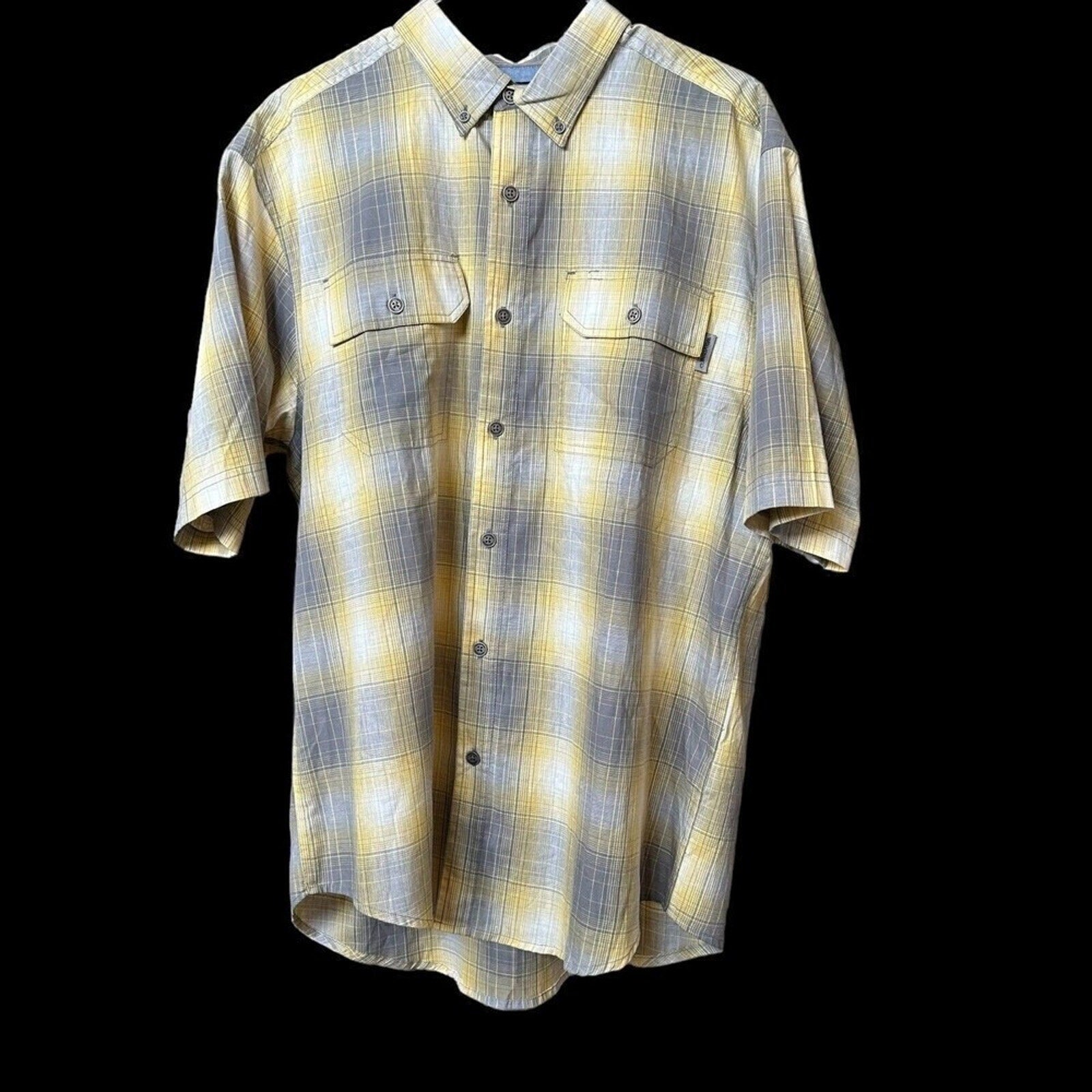 Wolverine Men's Short Sleeve Shirt Plaid Size Large Button Down W/Logo #H1279