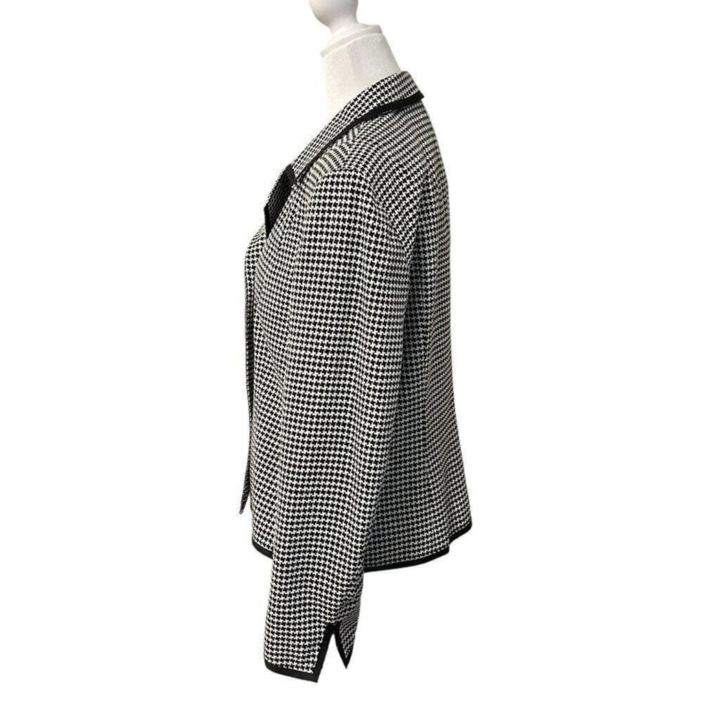 Talbots Women's  Black White Houndstooth Plaid Jacket Blazer Size 14 #BH