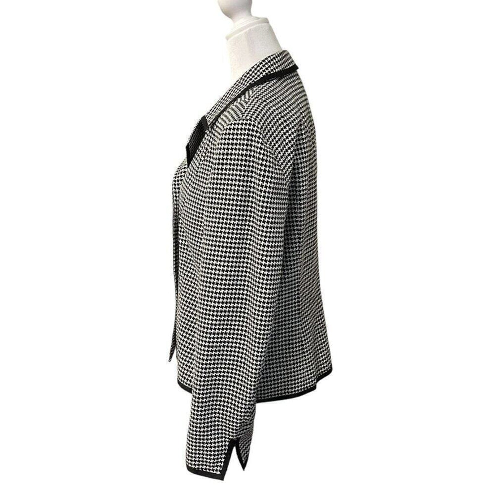 Talbots Women's  Black White Houndstooth Plaid Jacket Blazer Size 14 #BH