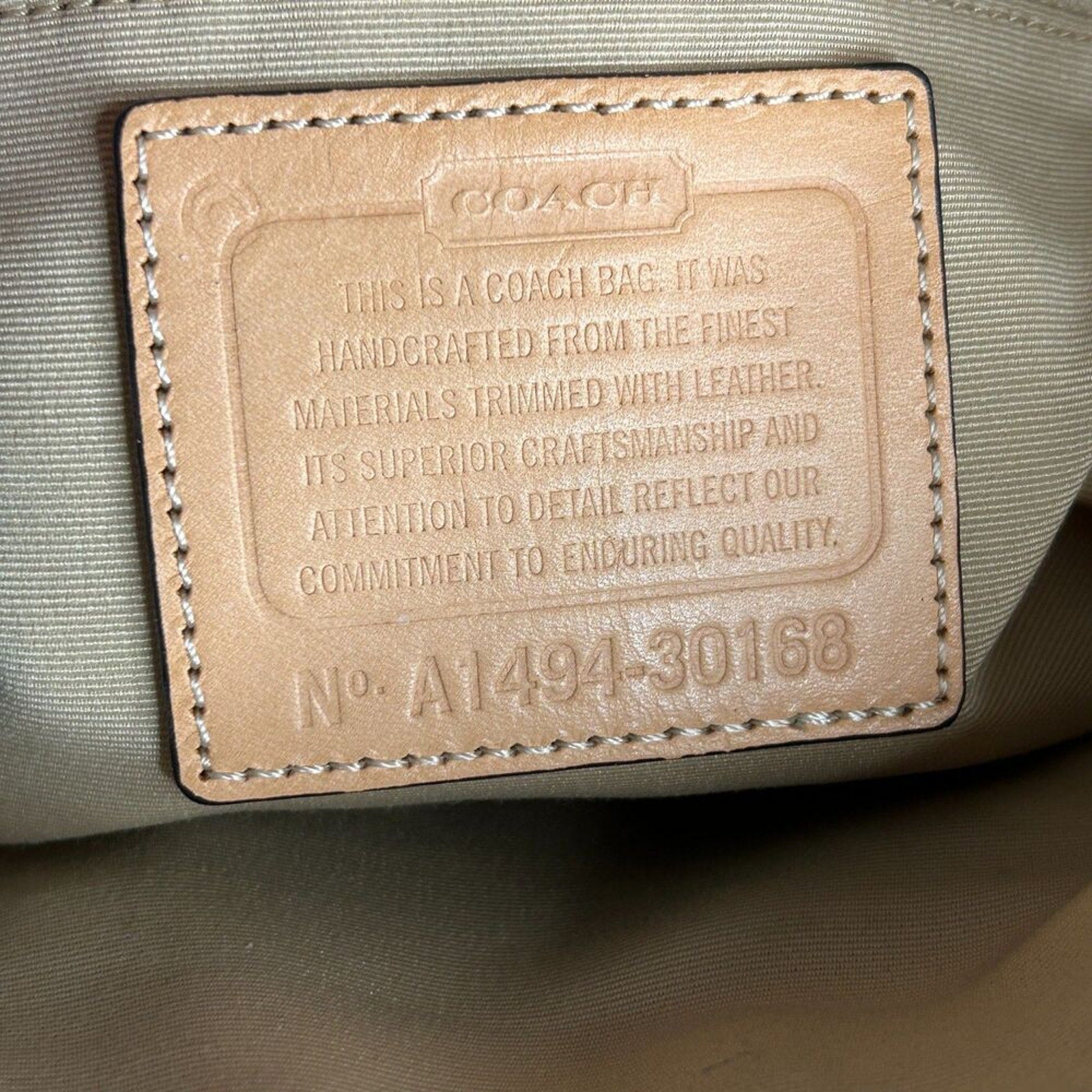 Coach Bleecker Khaki Cachet Bag Handbag / Purse Size See Description.