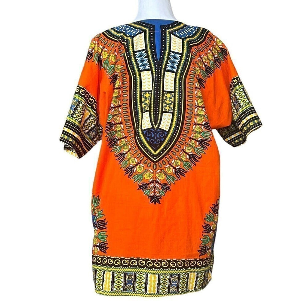 Dashiki Bohemian Multi Color Bright Orange Women Top Boho African Shirt #G1262