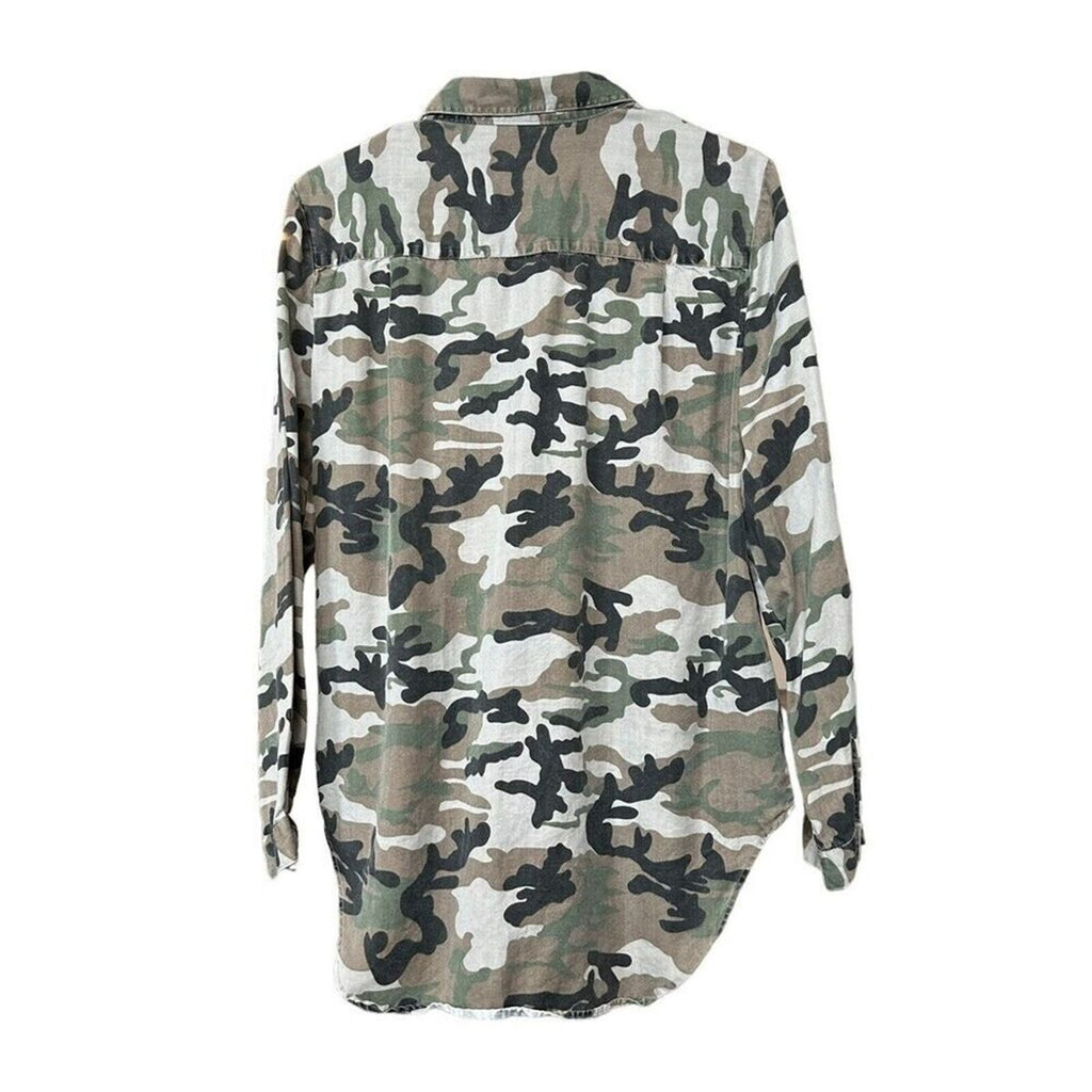 Velvet & Heart Women's Camo Top, Silver Snap Closure, Size S, #F1228