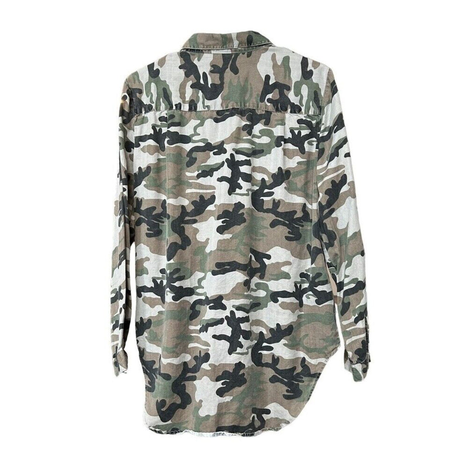 Velvet & Heart Women's Camo Top, Silver Snap Closure, Size S, #F1228