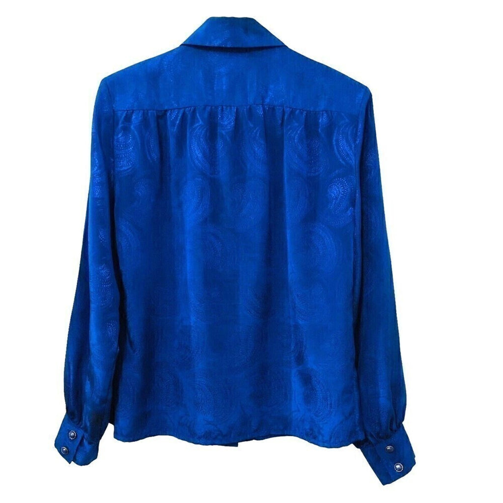 Bleyle Women’s Long‑Sleeve Blouse L – Blue Paisley Hidden Buttons #1014