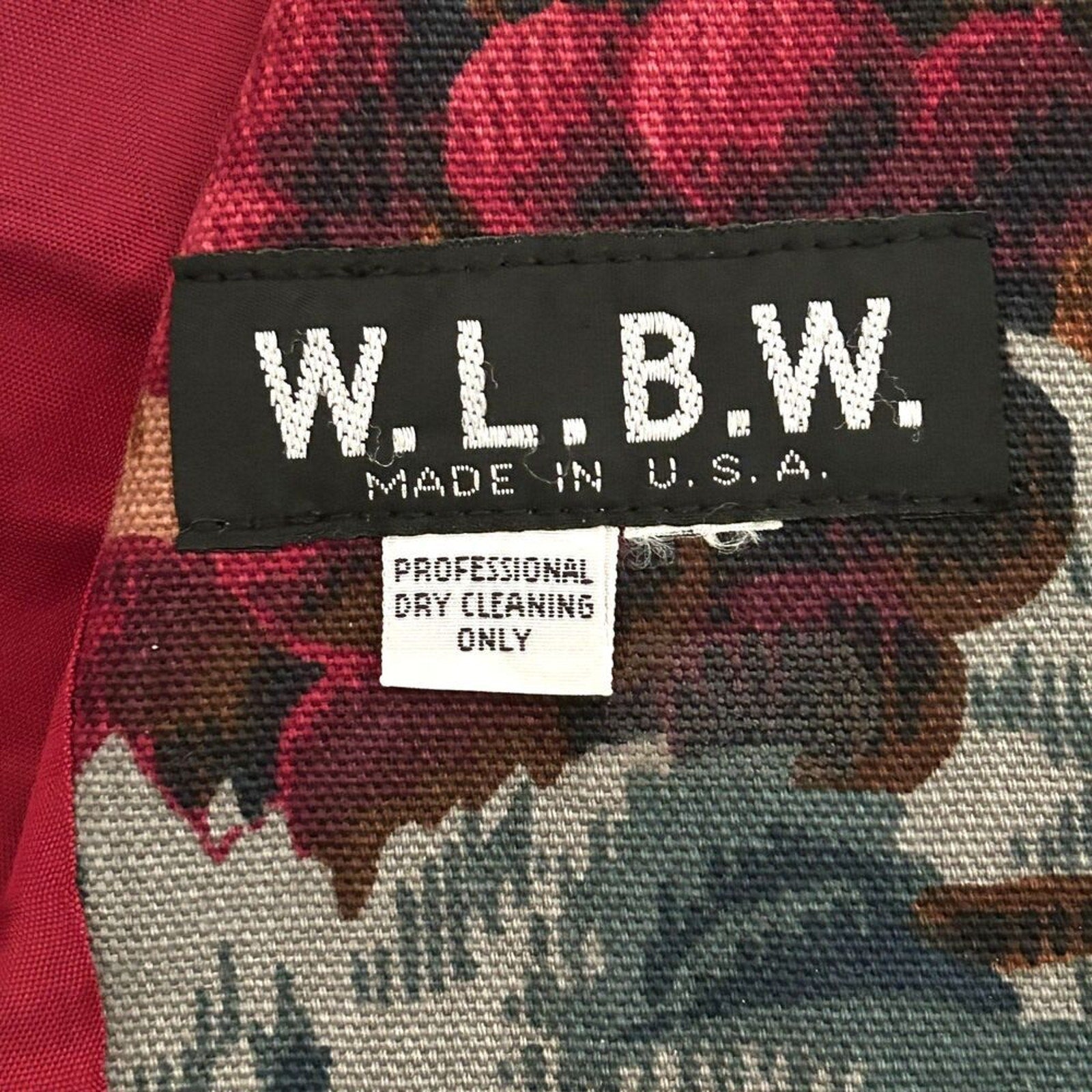 Vintage W.L.B.W. Wine Tapestry Crop Women's Blazer/Jacket Made In US Size M 8-10