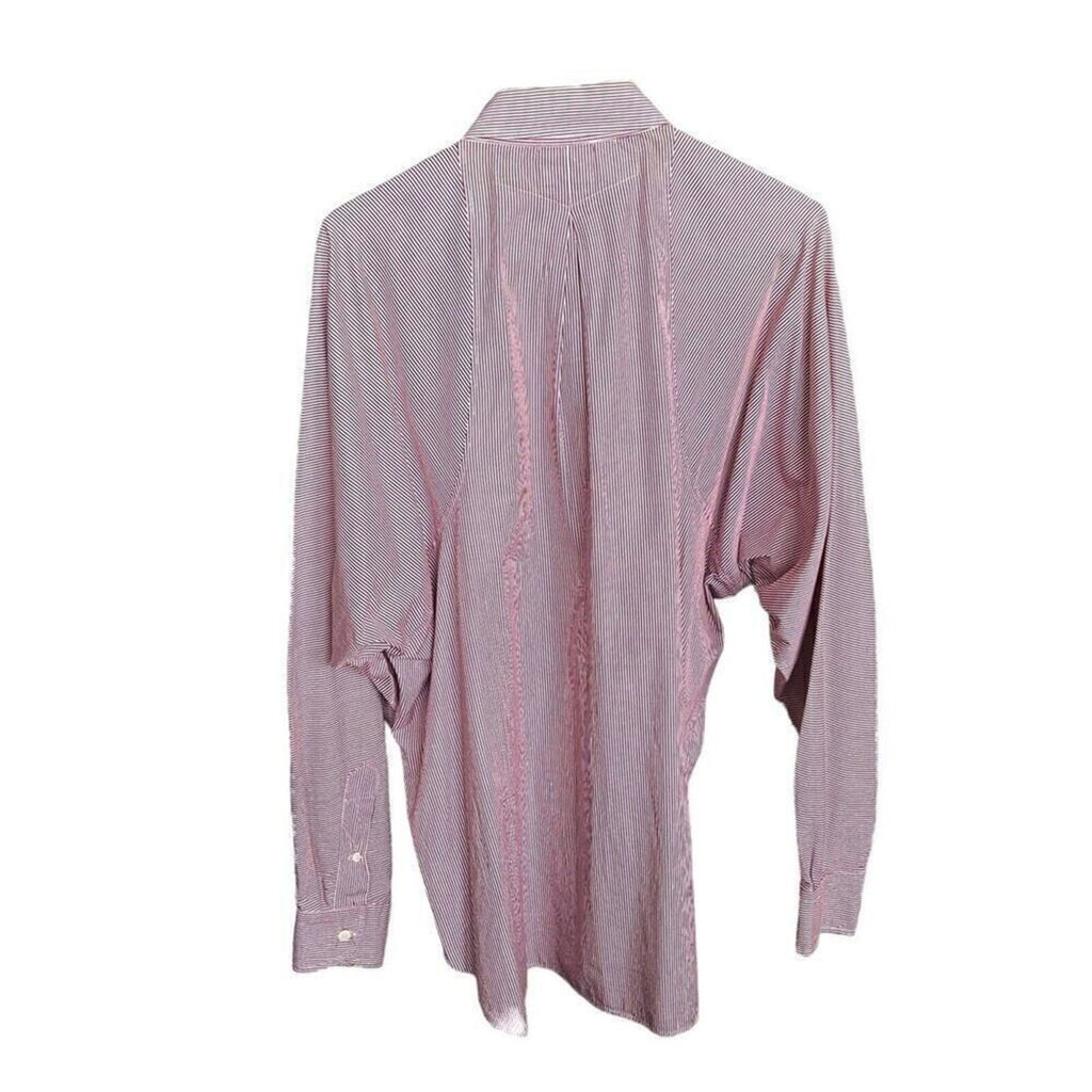 MXI Men’s Red/White Pinstripe Dress Shirt 16.5/34 100% Cotton # J1338