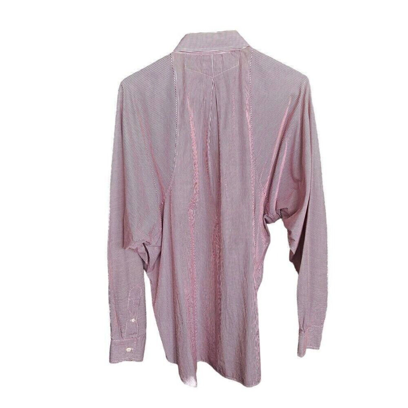 MXI Men’s Red/White Pinstripe Dress Shirt 16.5/34 100% Cotton # J1338