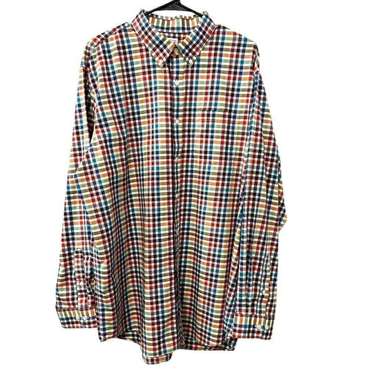 LL BEAN Men Multicolor Long Slv Trad. Fit Cotton Dress Shirt Size XL Reg #1173