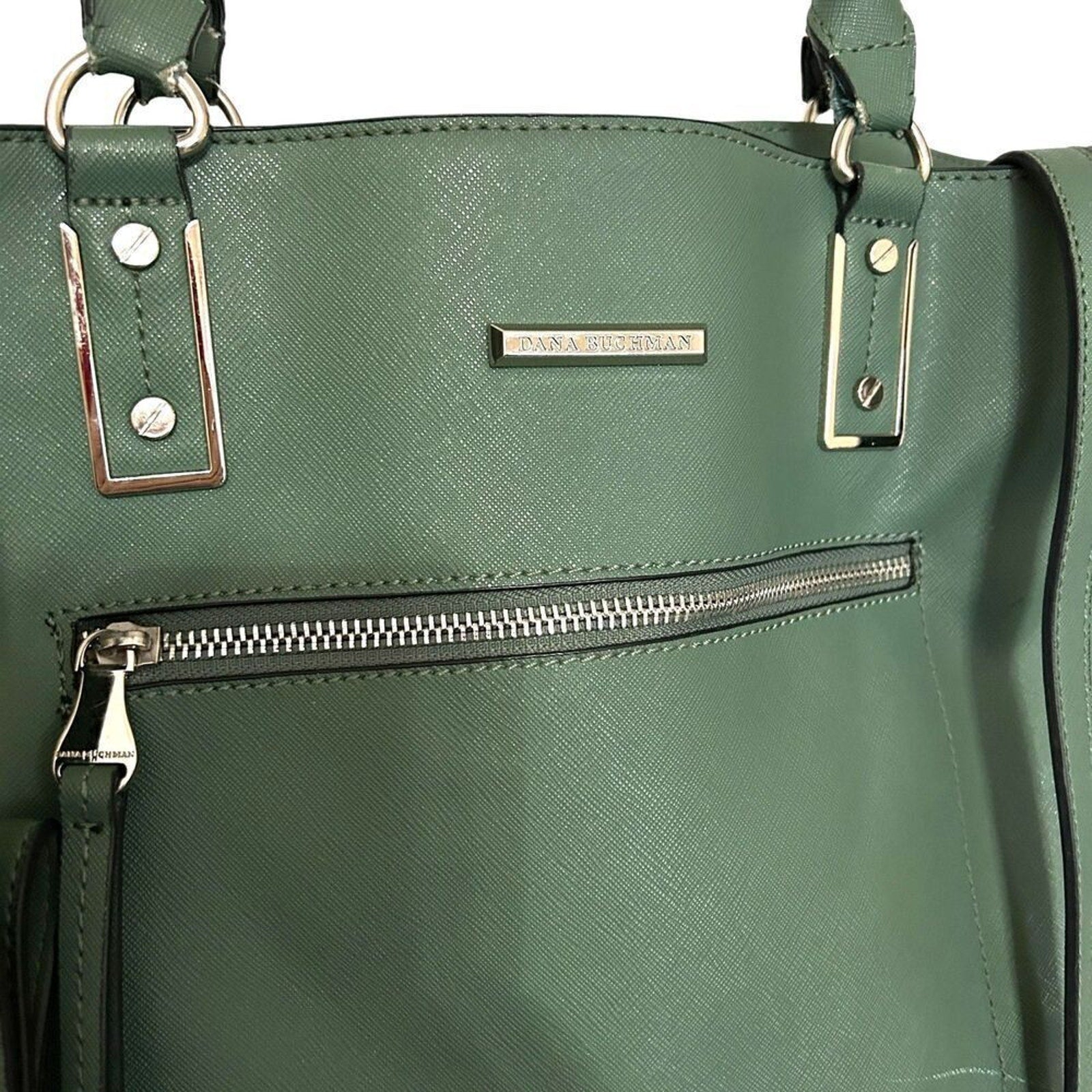 Dana Buchman Purse Shoulder Bag Green Multi Zip Compartments