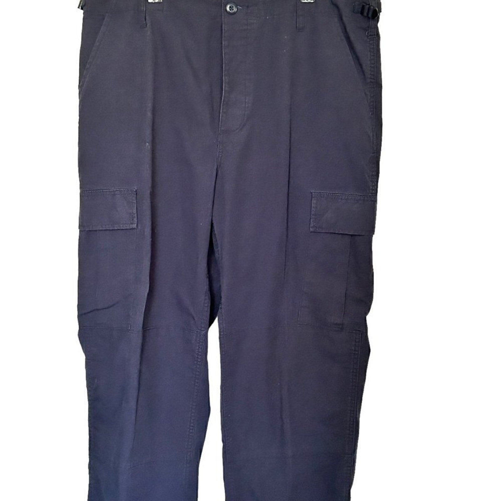 Cargo Pants Navy Blue adjustable cuff button pockets / fly, Size in description
