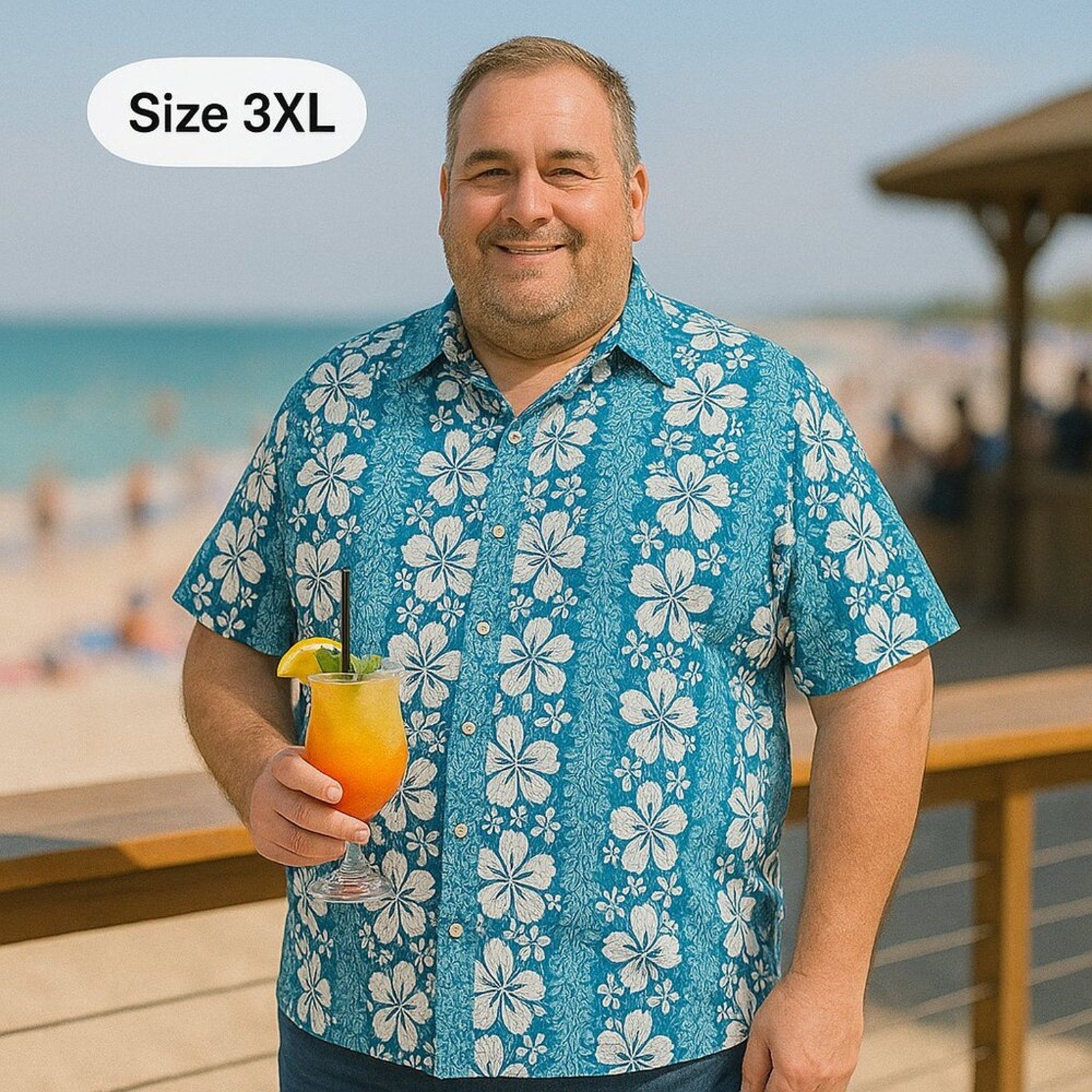 The Original Hawaiian Floral Button Down Vintage Shirt in Men's 3XL, #F1215