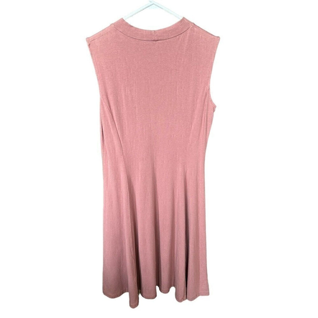 Women’s Basic Sleeveless Casual Dress – Soft Stretch Cotton in Mauve Pink, Size L