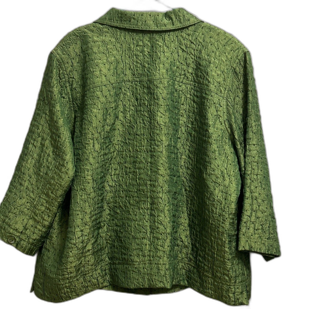 Erin London Green Women's Jacket Size 1X 3/4 Sleeve Erin Euc St. Patrick's Day