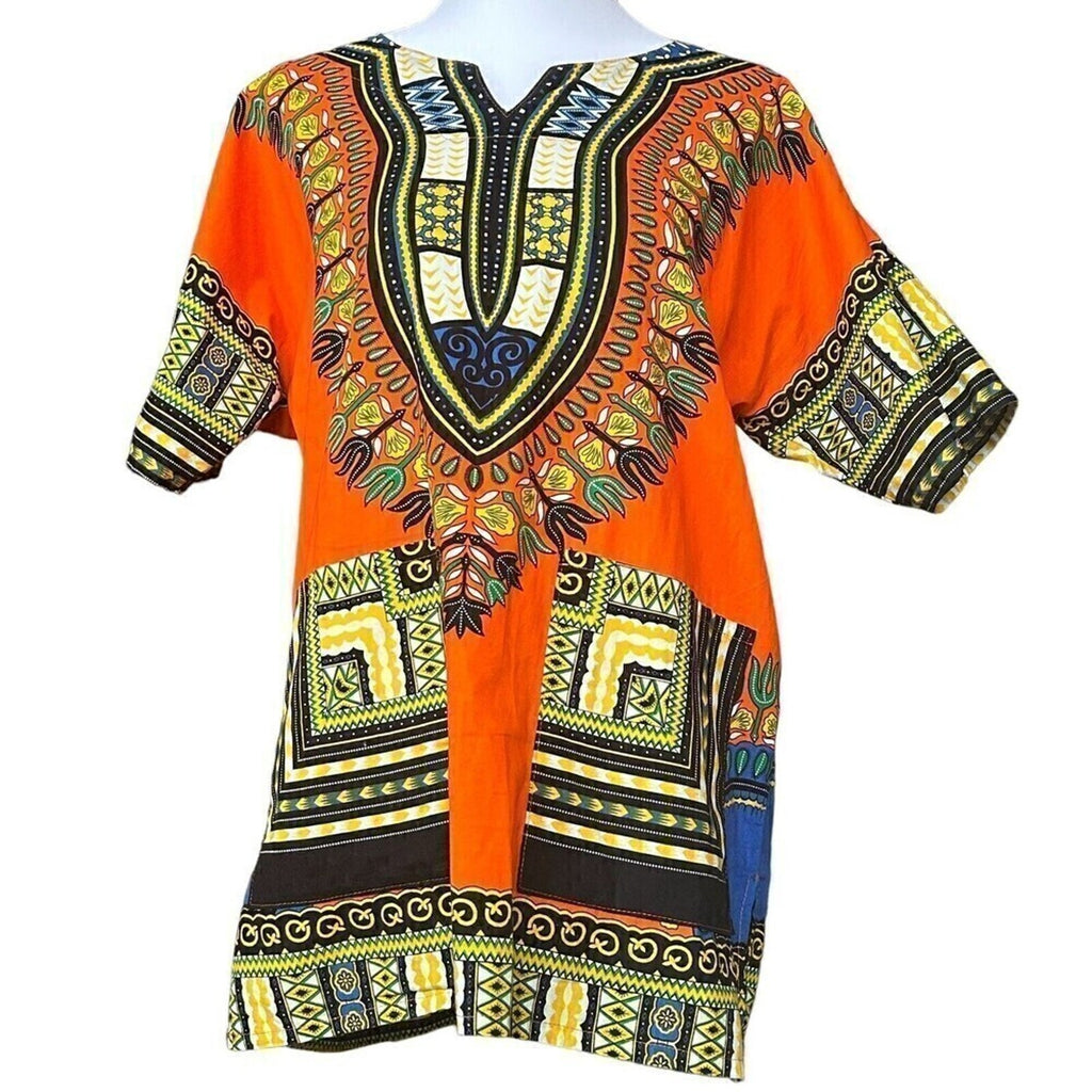 Dashiki Bohemian Multi Color Bright Orange Women Top Boho African Shirt #G1262