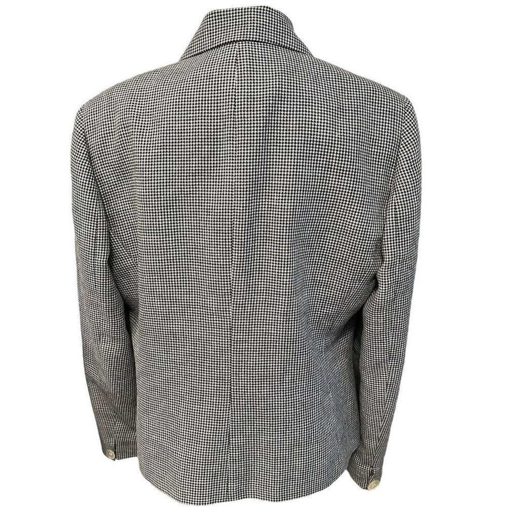 Lauren Ralph Lauren Women's Blazer Linen Wool Blend Houndstooth Classic #HB