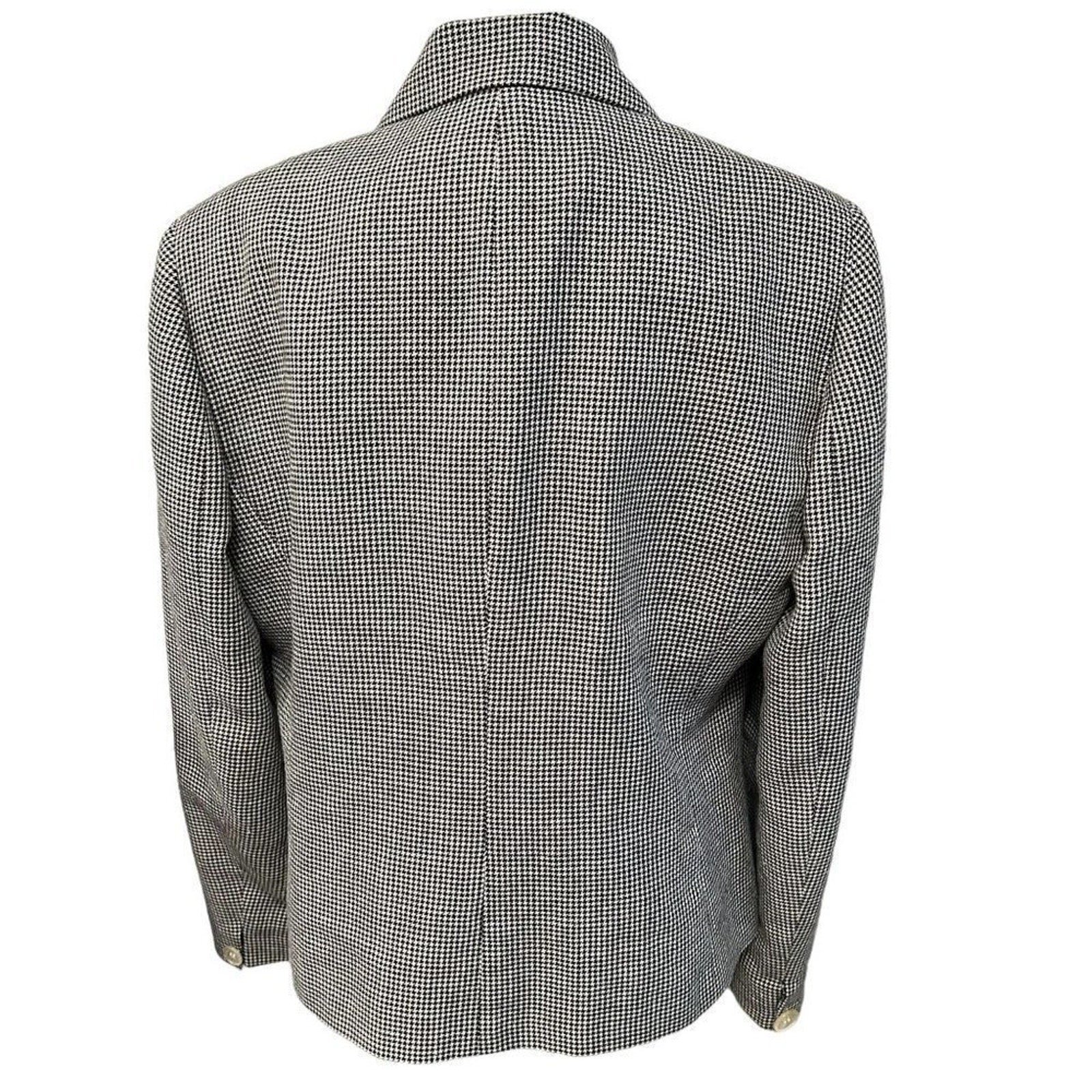 Lauren Ralph Lauren Women's Blazer Linen Wool Blend Houndstooth Classic #HB