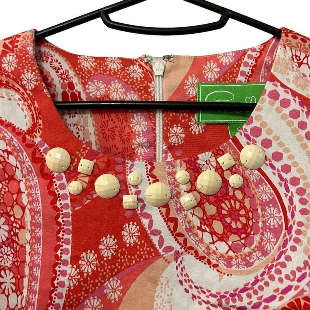 Pink Paisley Sheath Dress Size 6 – Zip Neck Detail #HB