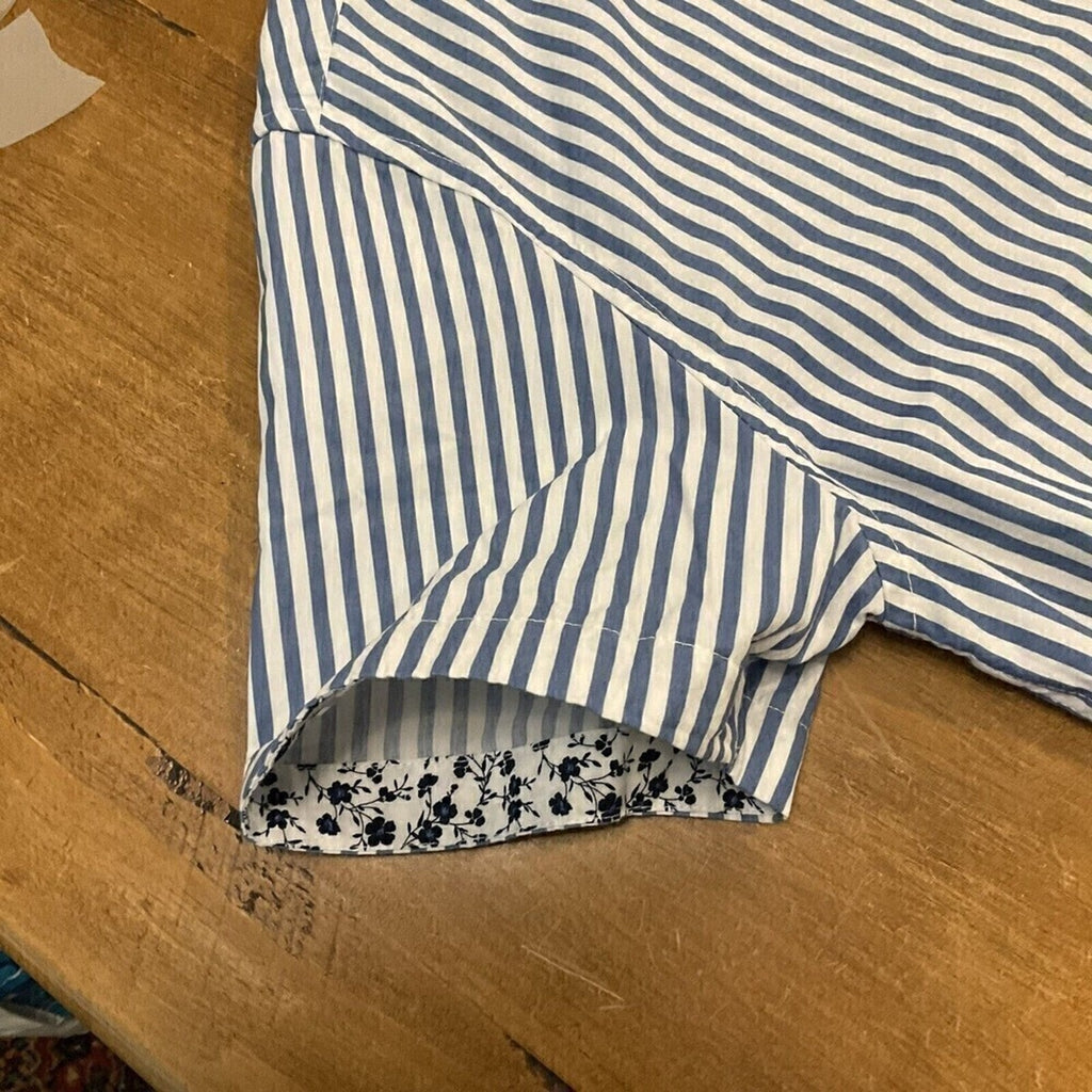 Denim & Flower Womens Casual Stripe Blouse Size L, Short Sleeve #1088 See Photos