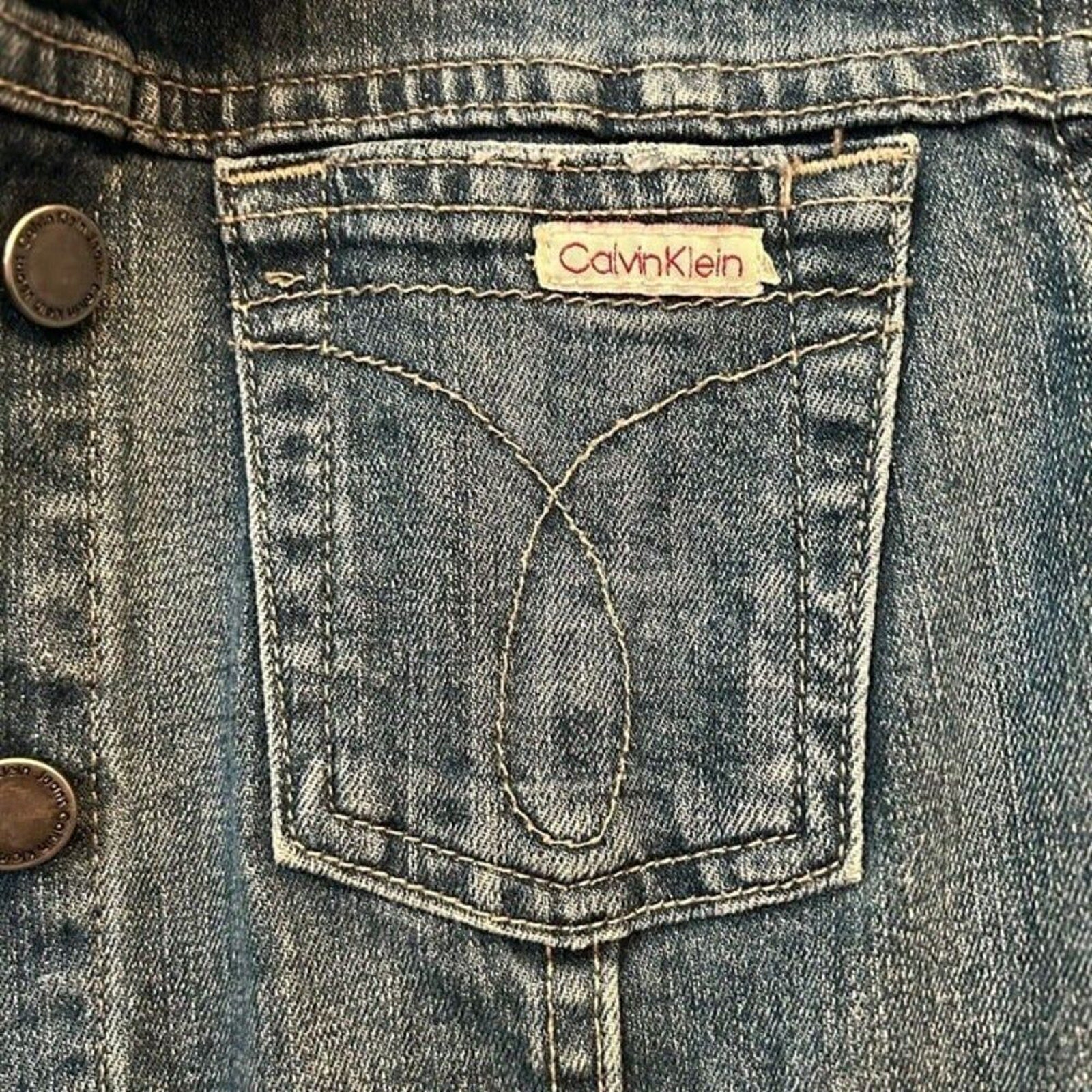 Calvin Klein Women's Denim Jacket, Dark Wash, Button Front  Sz. (M) #1182