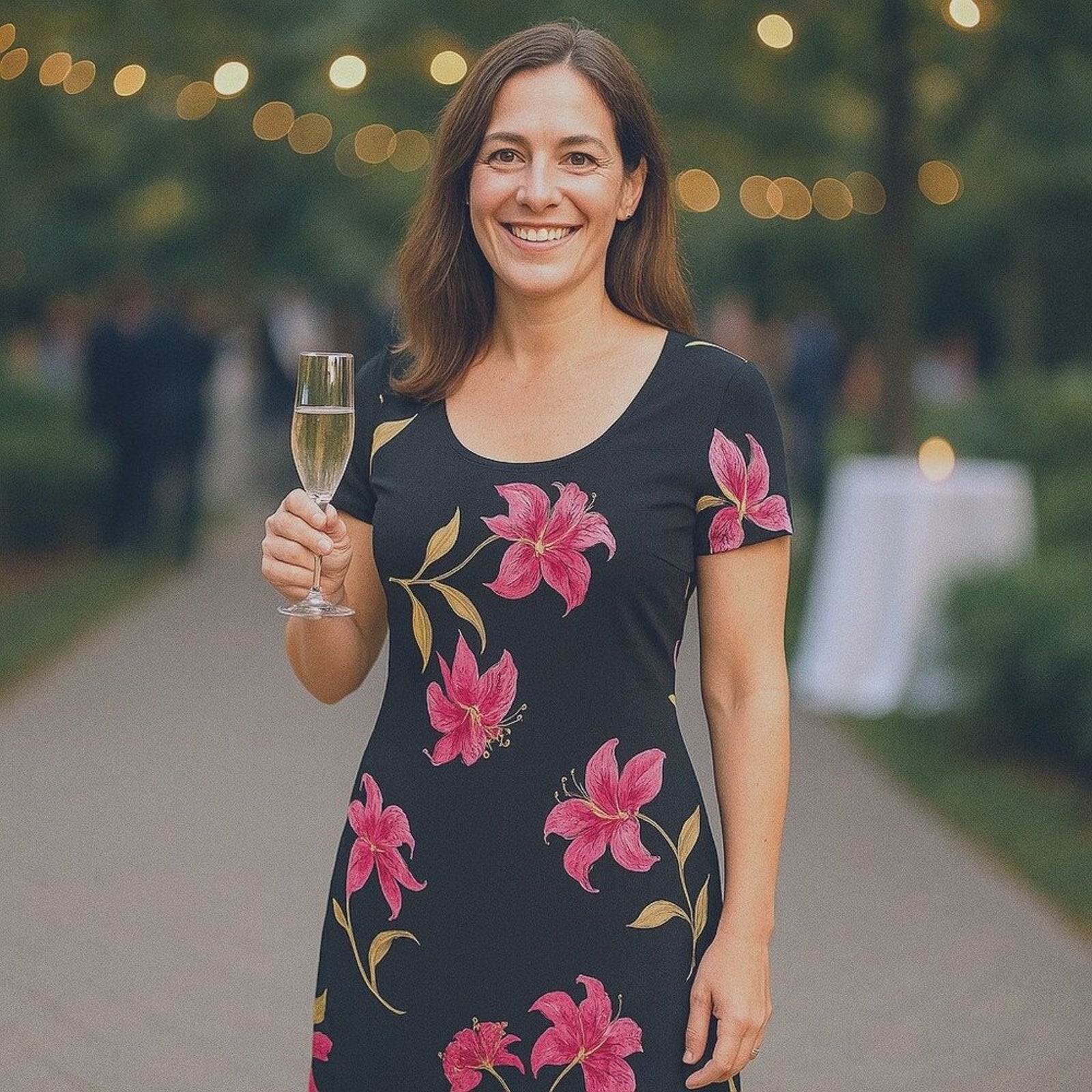 Jessica Howard black & purple floral dress size 8 (above ankle, short sleeve, fully lined)